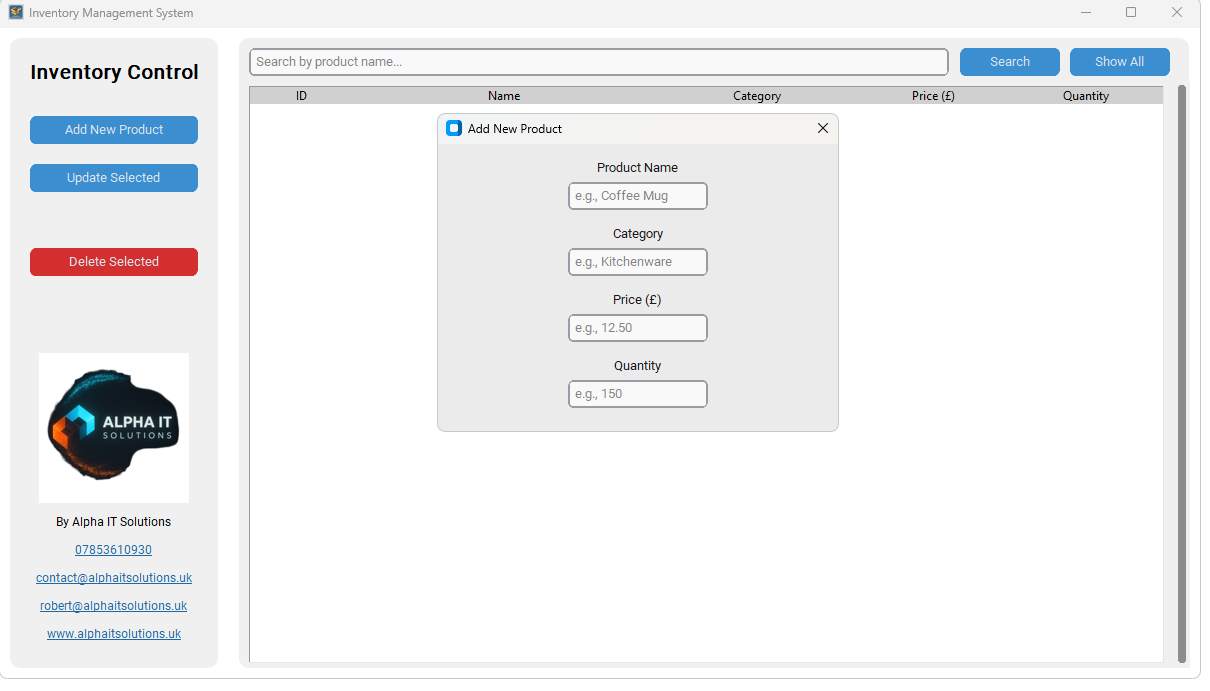 Custom inventory management system for a retail client by Alpha IT Solutions